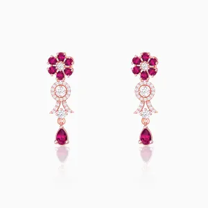 Rose Gold Zircon Pink Flower Drop Danglers Giva