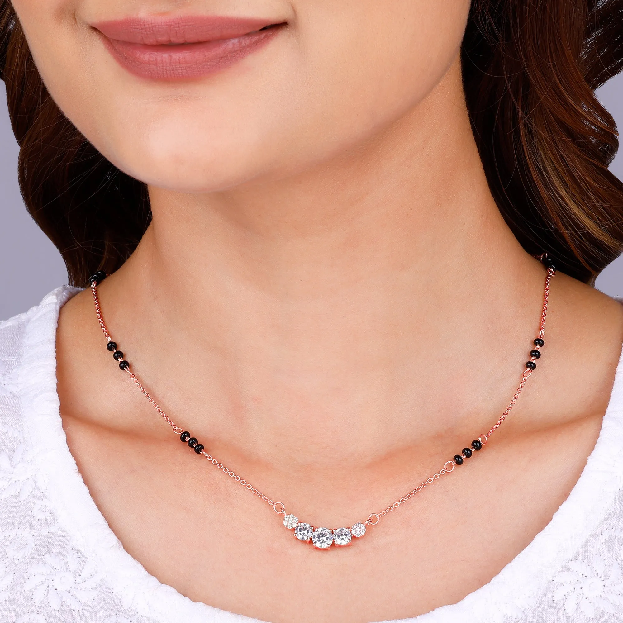 Rose Gold Zirconia Elegance Mangalsutra Giva