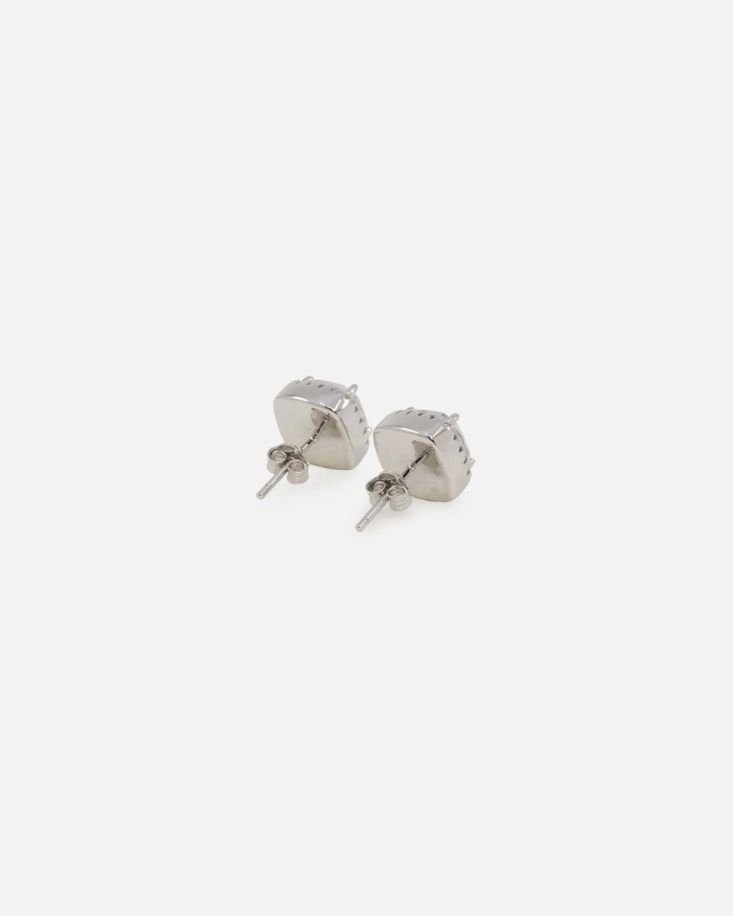 Saint Morta Cushion Cut Halo Earrings Iced White Gold