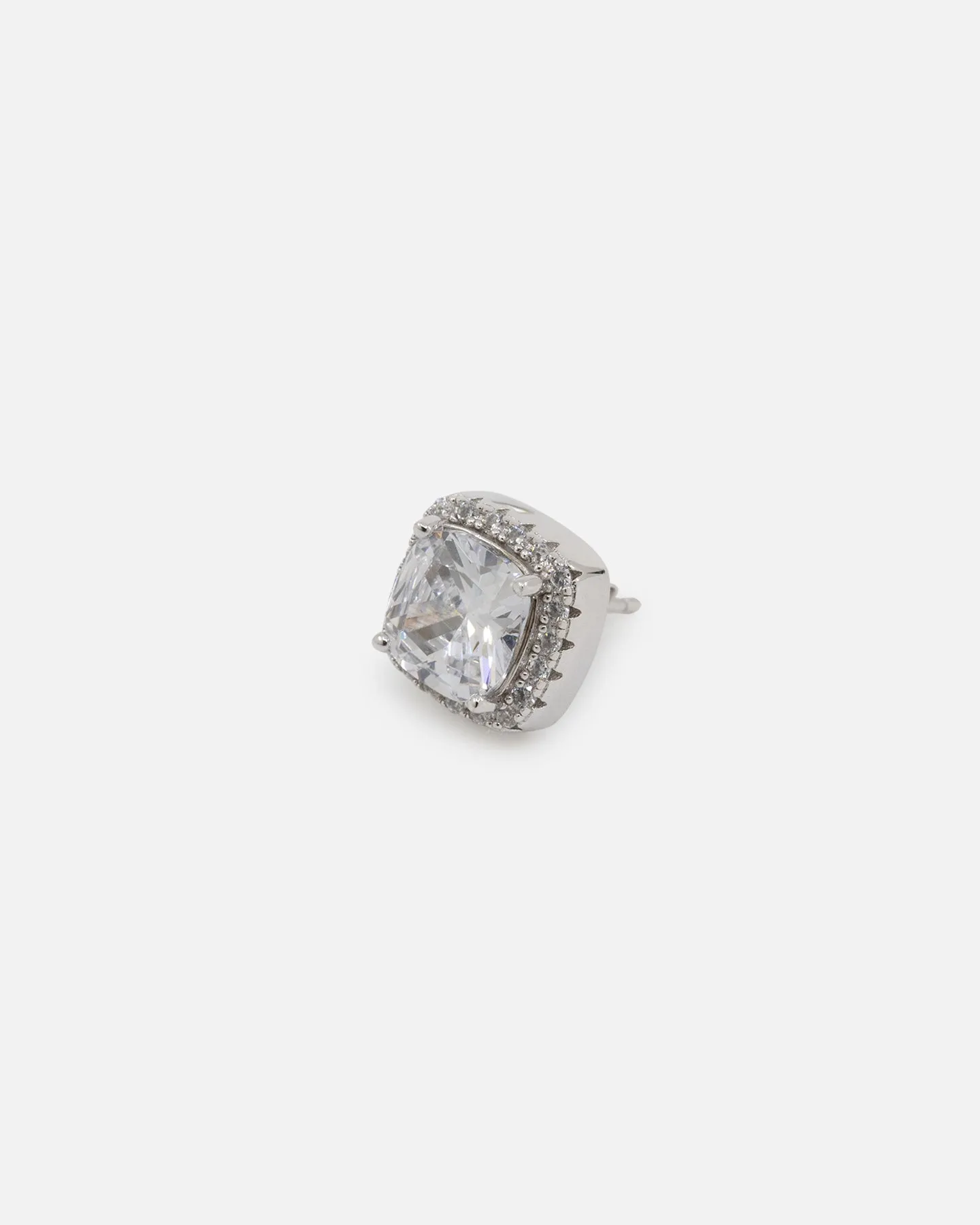 Saint Morta Cushion Cut Halo Earrings Iced White Gold