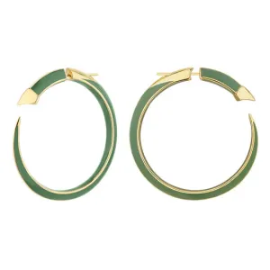 Shaun Leane Sabre Solis 18ct Yellow Gold Vermeil Sterling Silver Leaf Ceramic Large Hoop Earrings