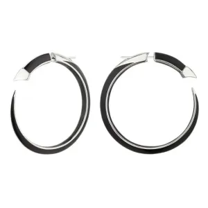 Shaun Leane Sabre Solis Sterling Silver Jet Ceramic Large Hoop Earrings