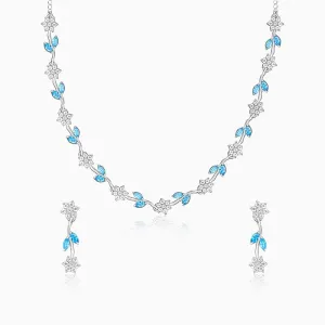 Silver Aqua Blue Floral Set Giva