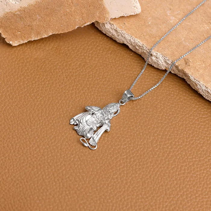 Silver Bhakta Hanuman Pendant with Box  Chain For Him Giva