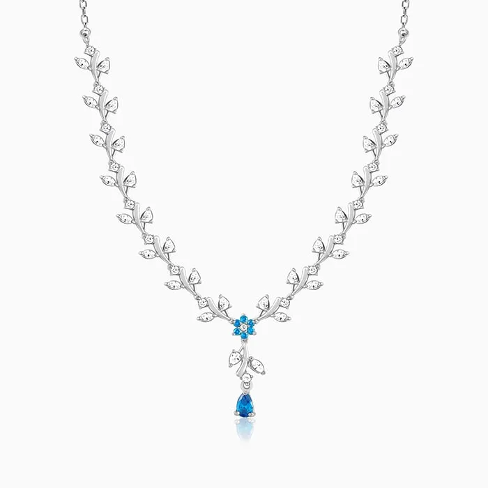 Silver Blue Daisy Necklace Giva