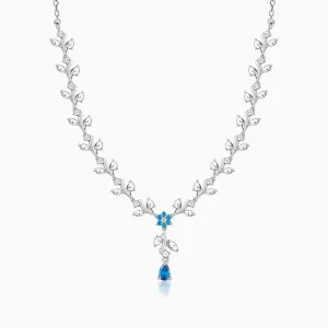 Silver Blue Daisy Necklace Giva