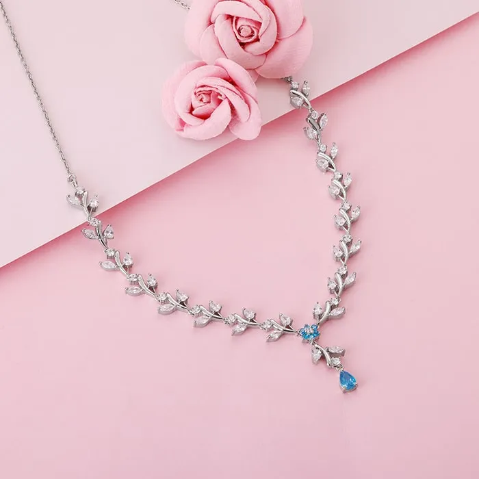 Silver Blue Daisy Necklace Giva