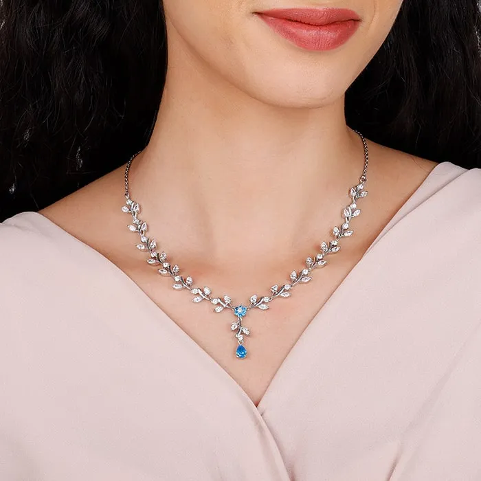 Silver Blue Daisy Necklace Giva
