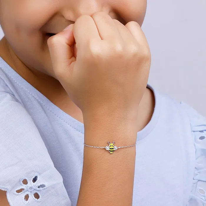 Silver Cheery Bee Kids Bracelet (3-5 yrs) Giva