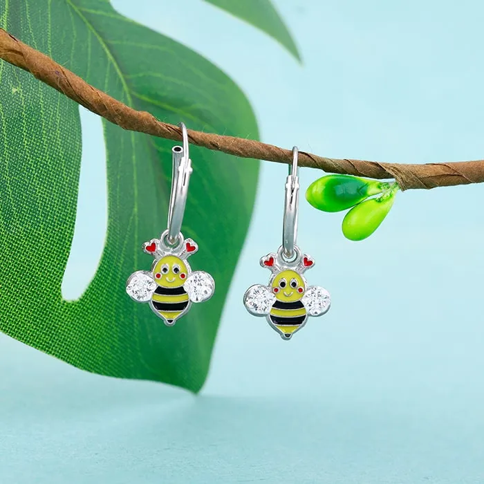 Silver Cheery Bee Kids Hoop Earrings (4-12 yrs) Giva