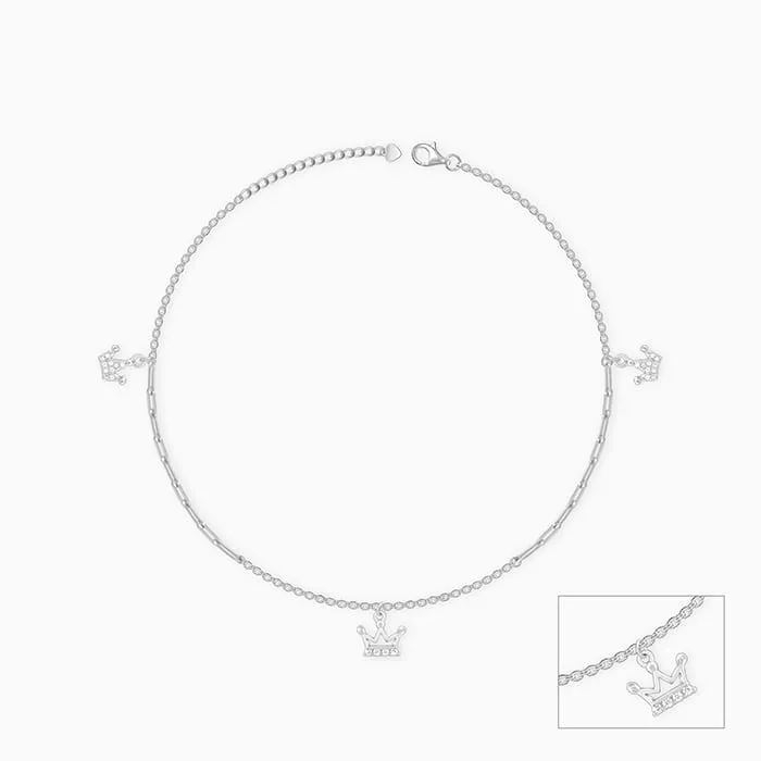 Silver Crown Charm Anklet Giva