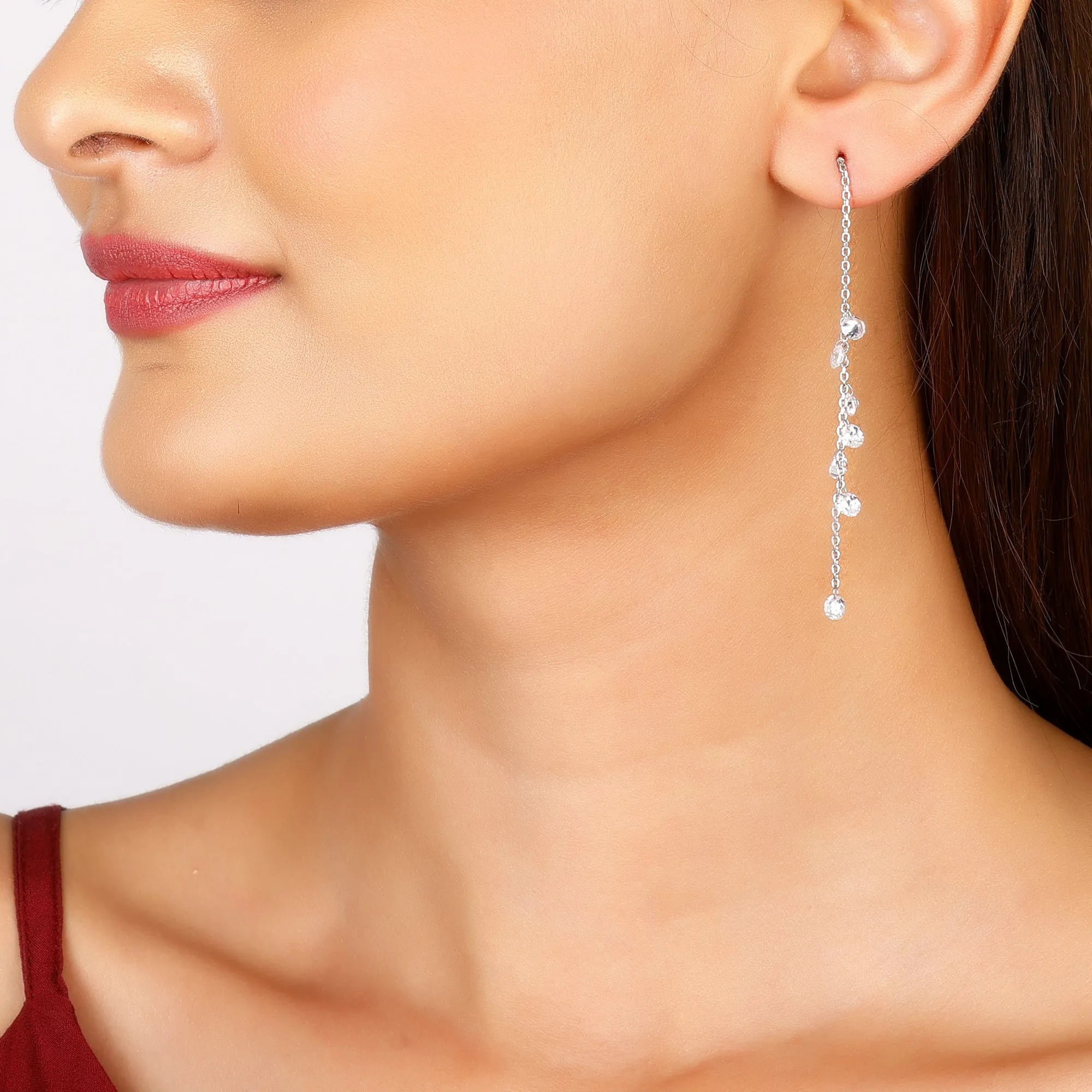 Silver Dangling Chain Earrings Giva