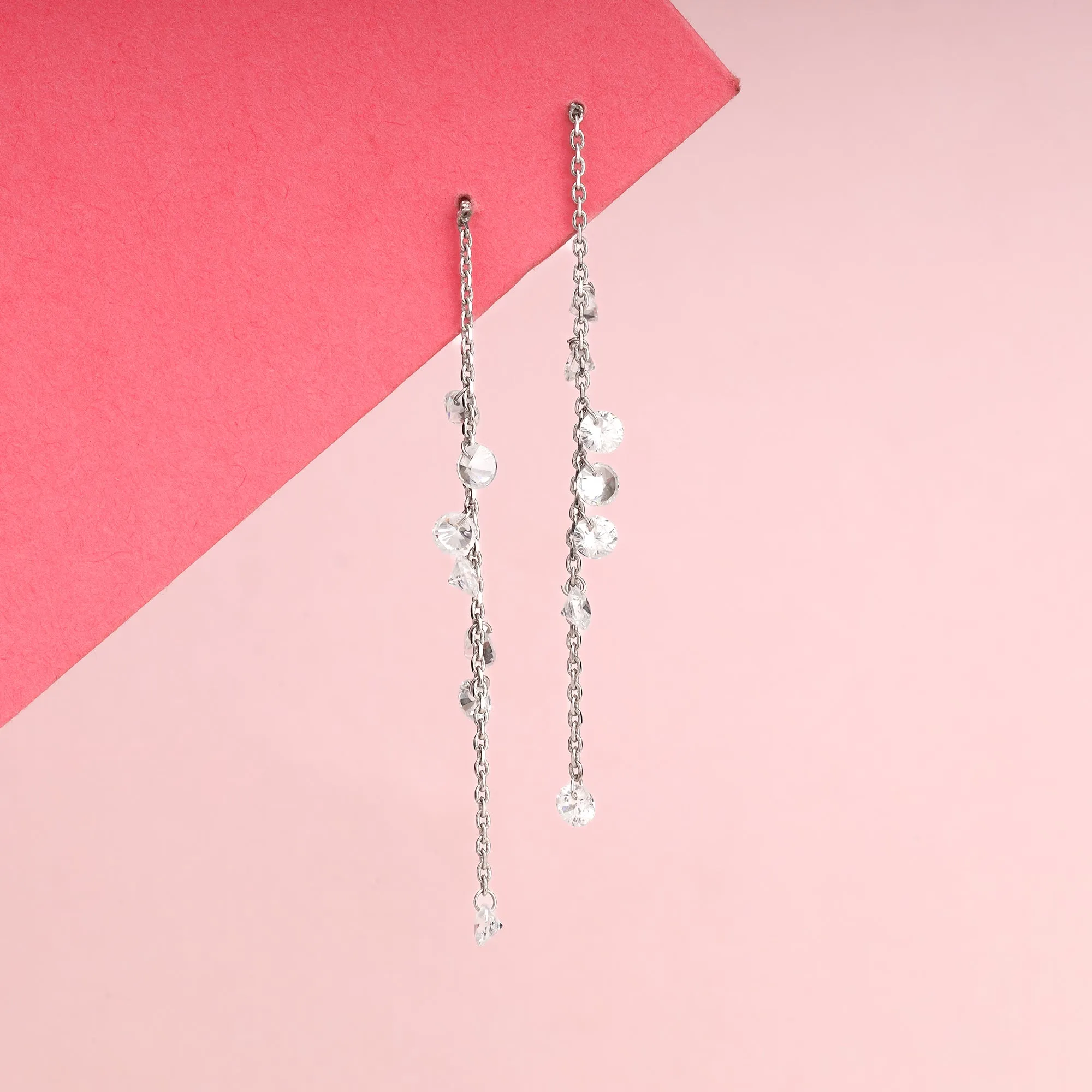 Silver Dangling Chain Earrings Giva