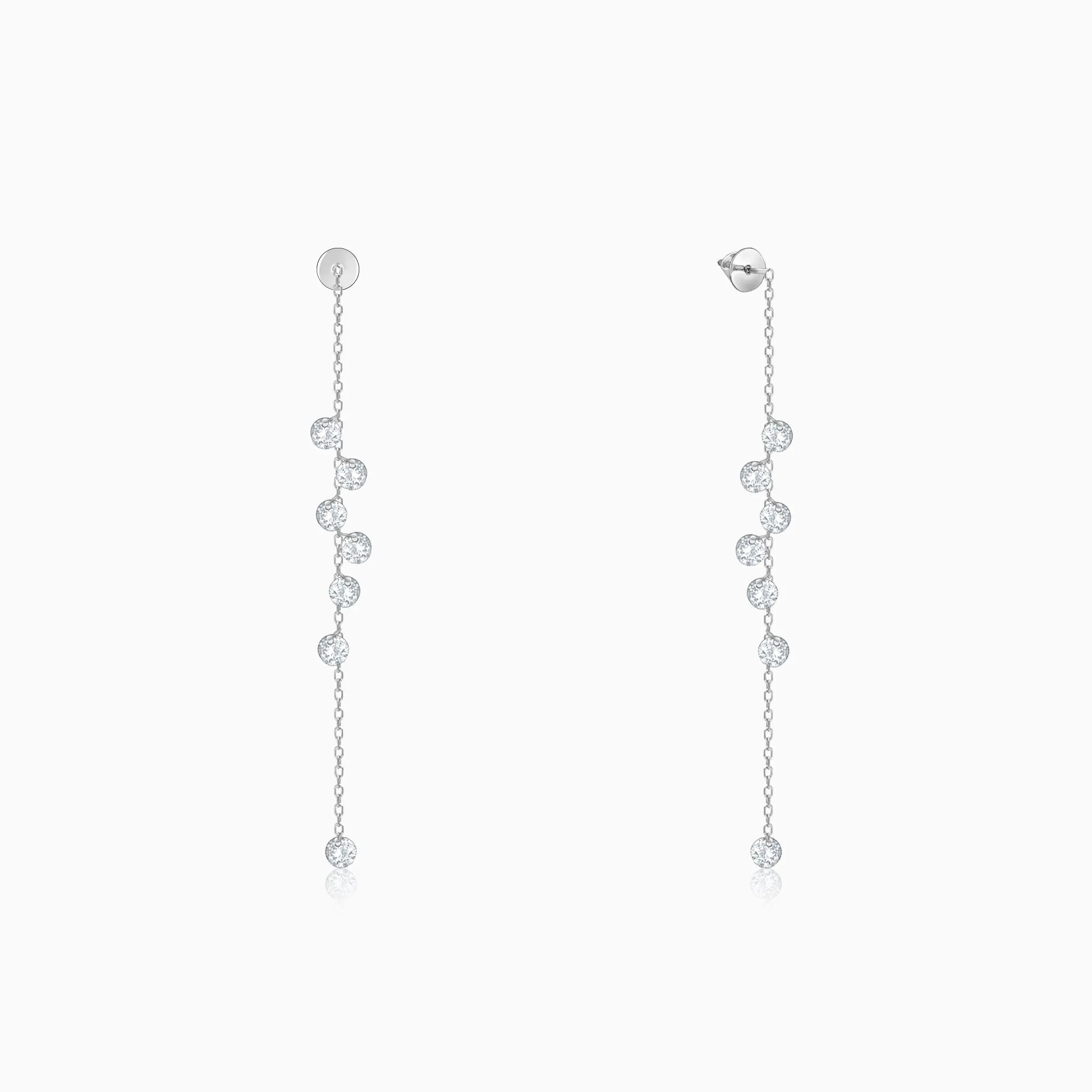 Silver Dangling Chain Earrings Giva