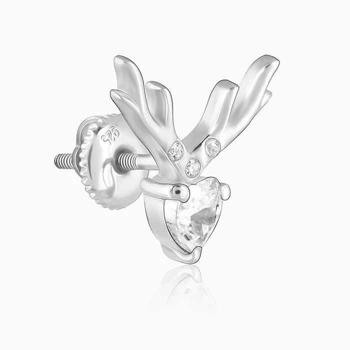 Silver Deer Heart Stud Earrings Giva
