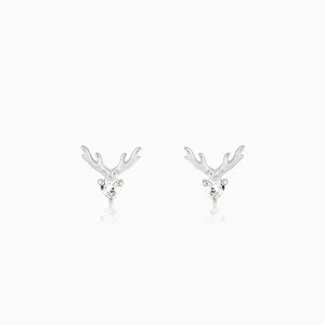 Silver Deer Heart Stud Earrings Giva