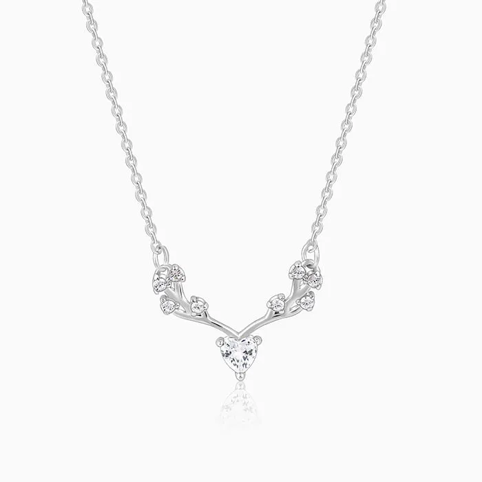 Silver Deer Heart Zircon Necklace Giva