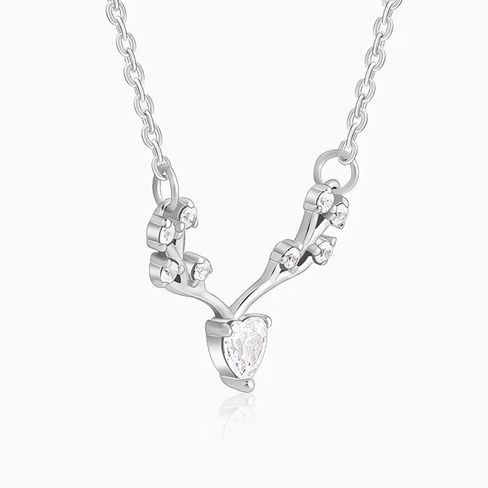 Silver Deer Heart Zircon Necklace Giva