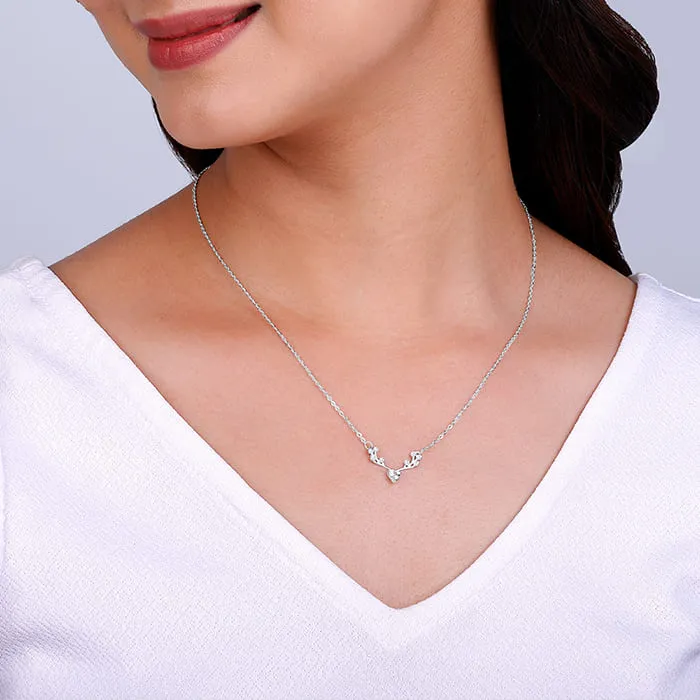 Silver Deer Heart Zircon Necklace Giva
