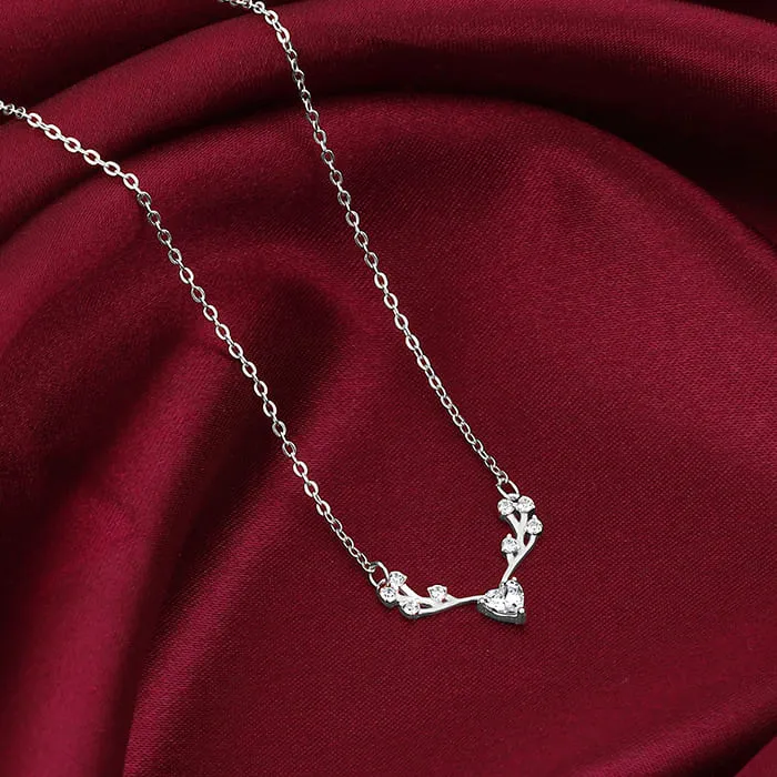 Silver Deer Heart Zircon Necklace Giva