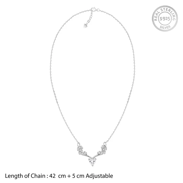 Silver Deer Heart Zircon Necklace Giva