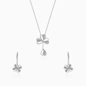 Silver Falling Petal Necklace Set Giva