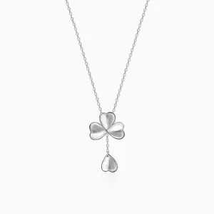 Silver Falling Petal Y-Drop Necklace Giva