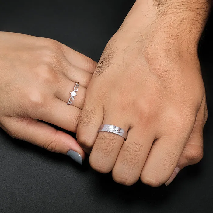Silver Glowing in Love Couple Rings Giva