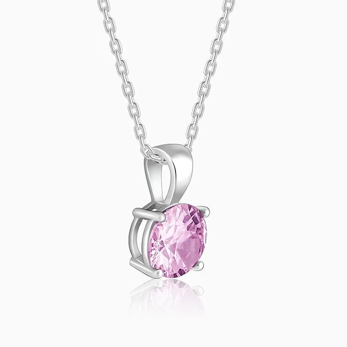 Silver Gracious Pink Pendant with Link Chain Giva