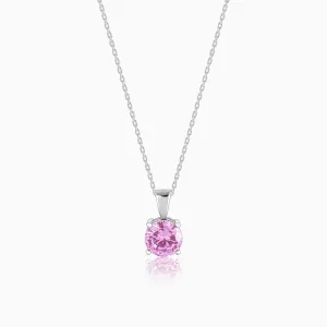 Silver Gracious Pink Pendant with Link Chain Giva