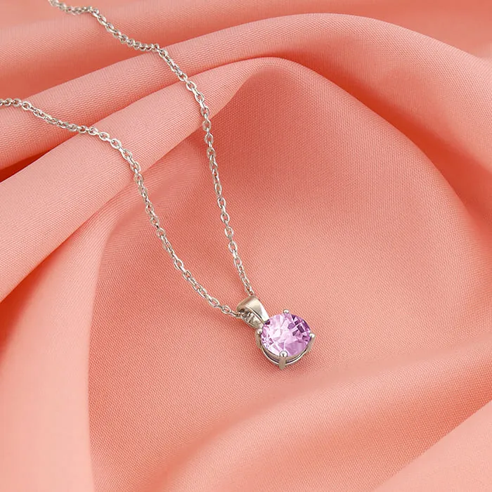 Silver Gracious Pink Pendant with Link Chain Giva