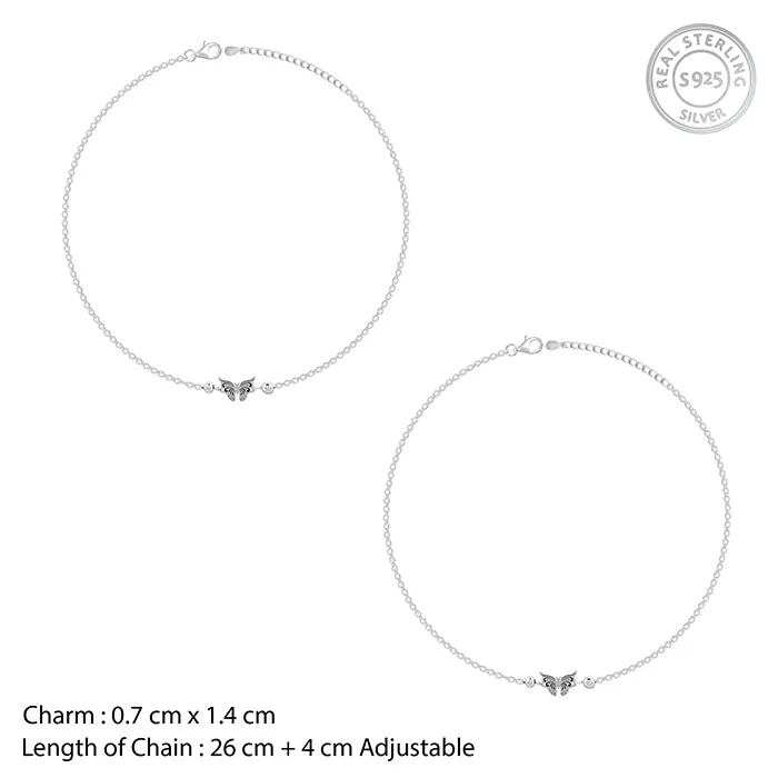 Silver Gypsy Butterfly Anklet Giva