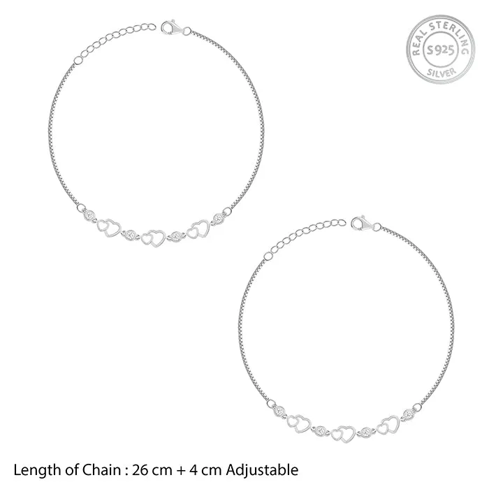 Silver Heart Anklet Giva