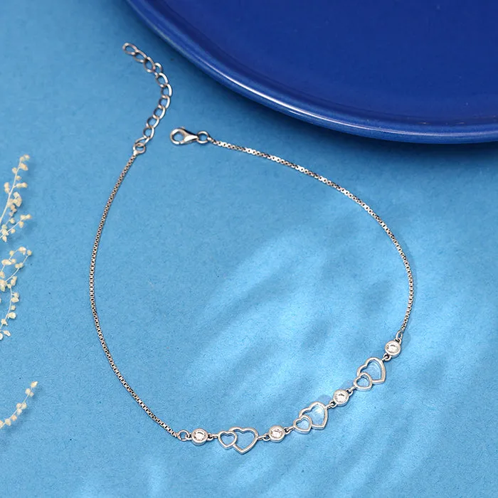 Silver Heart Anklet Giva