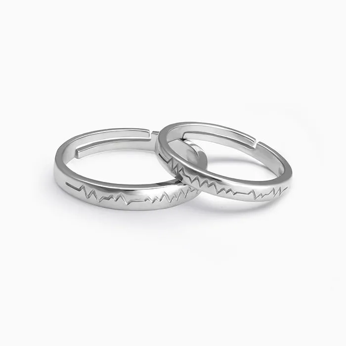 Silver Heartbeat Couple Rings Giva
