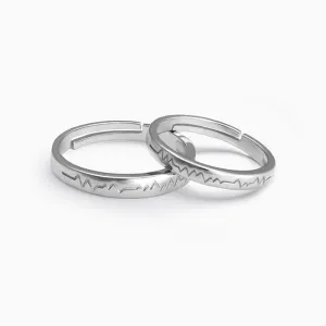 Silver Heartbeat Couple Rings Giva
