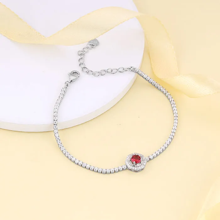 Silver Hexa Red Tennis Bracelet Giva