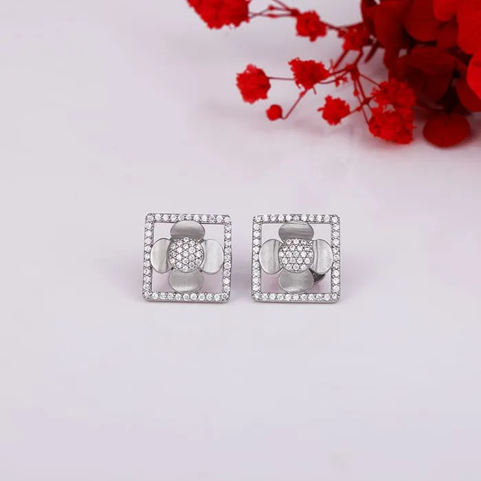 Silver Lavish Love Floral Stud Earrings Giva