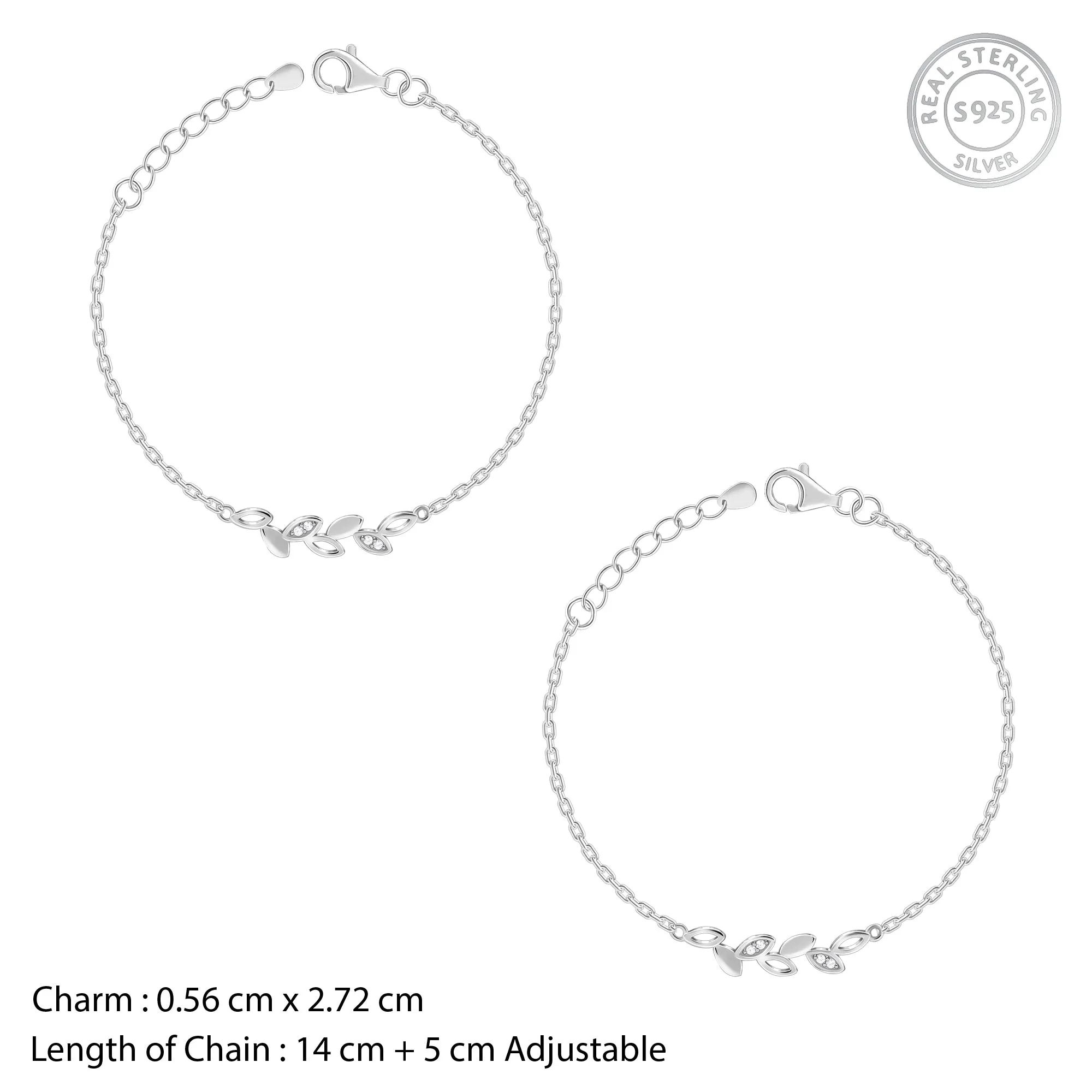 Silver Leafy Kids Anklet (1-5 years) Giva