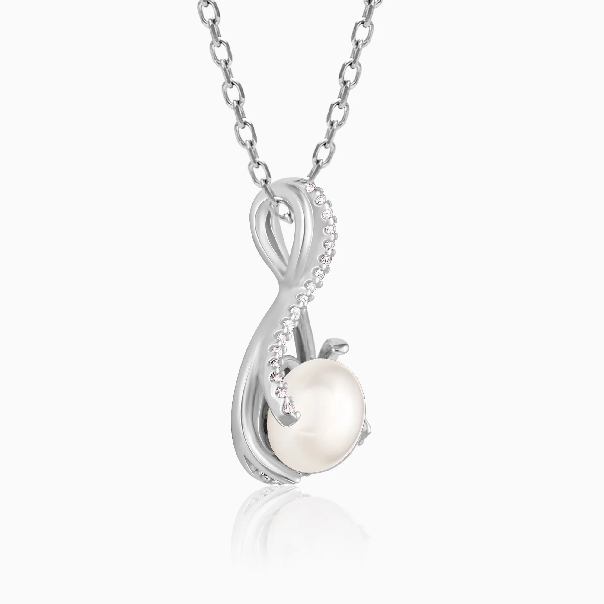 Silver Loop Pearl Pendant With Link Chain Giva