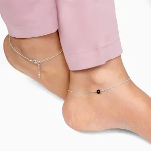 Silver Minimal Black Bead Anklet Giva