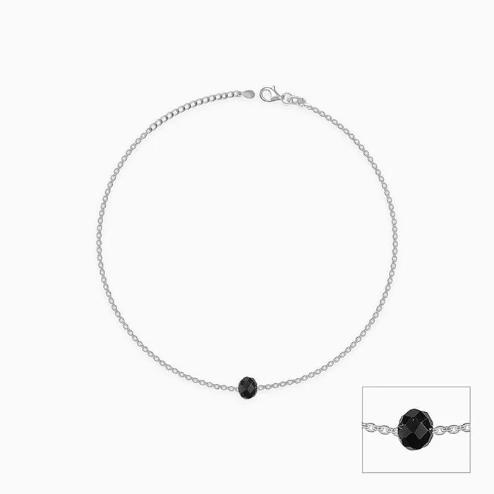 Silver Minimal Black Bead Anklet Giva