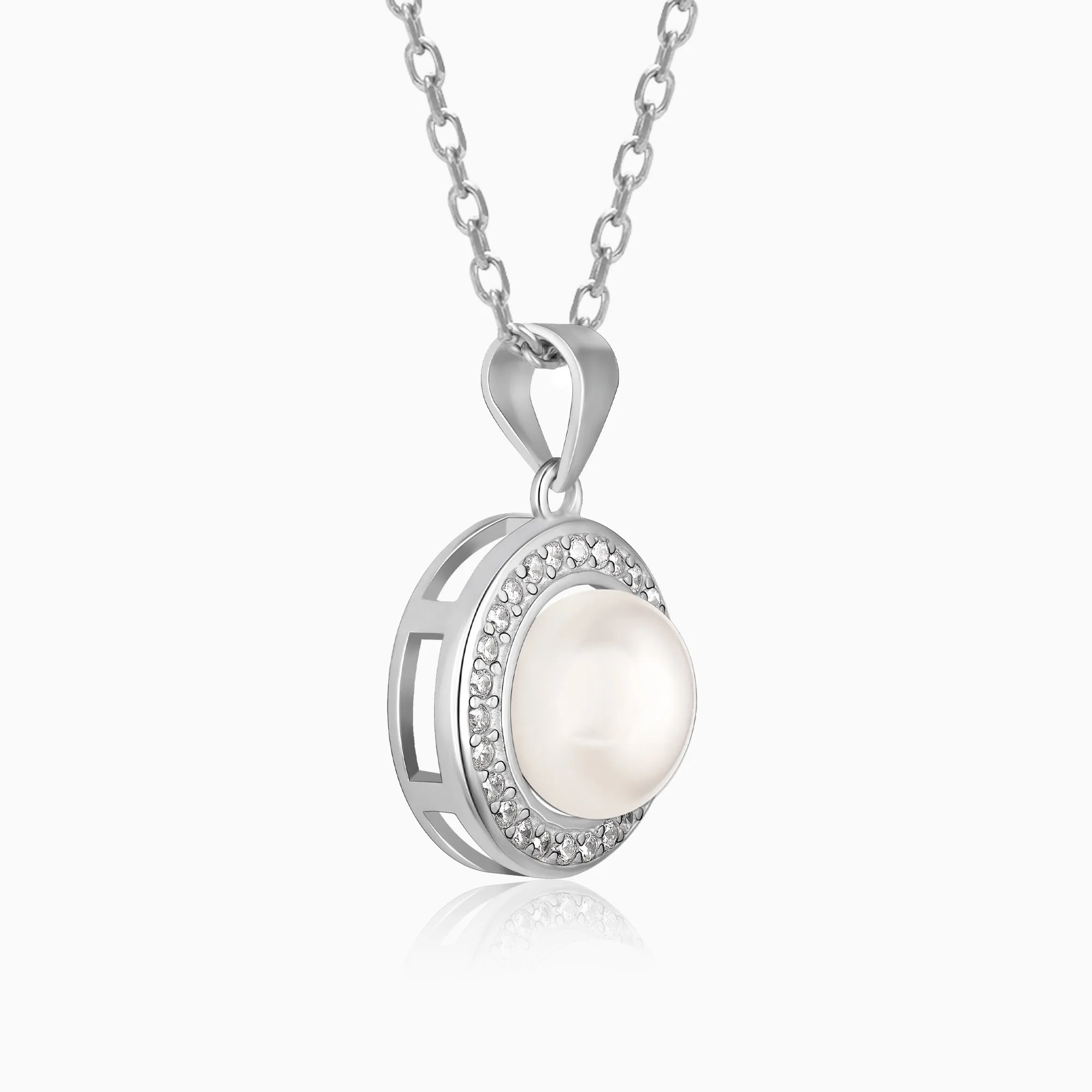 Silver Pearl Pendant with Link Chain Giva