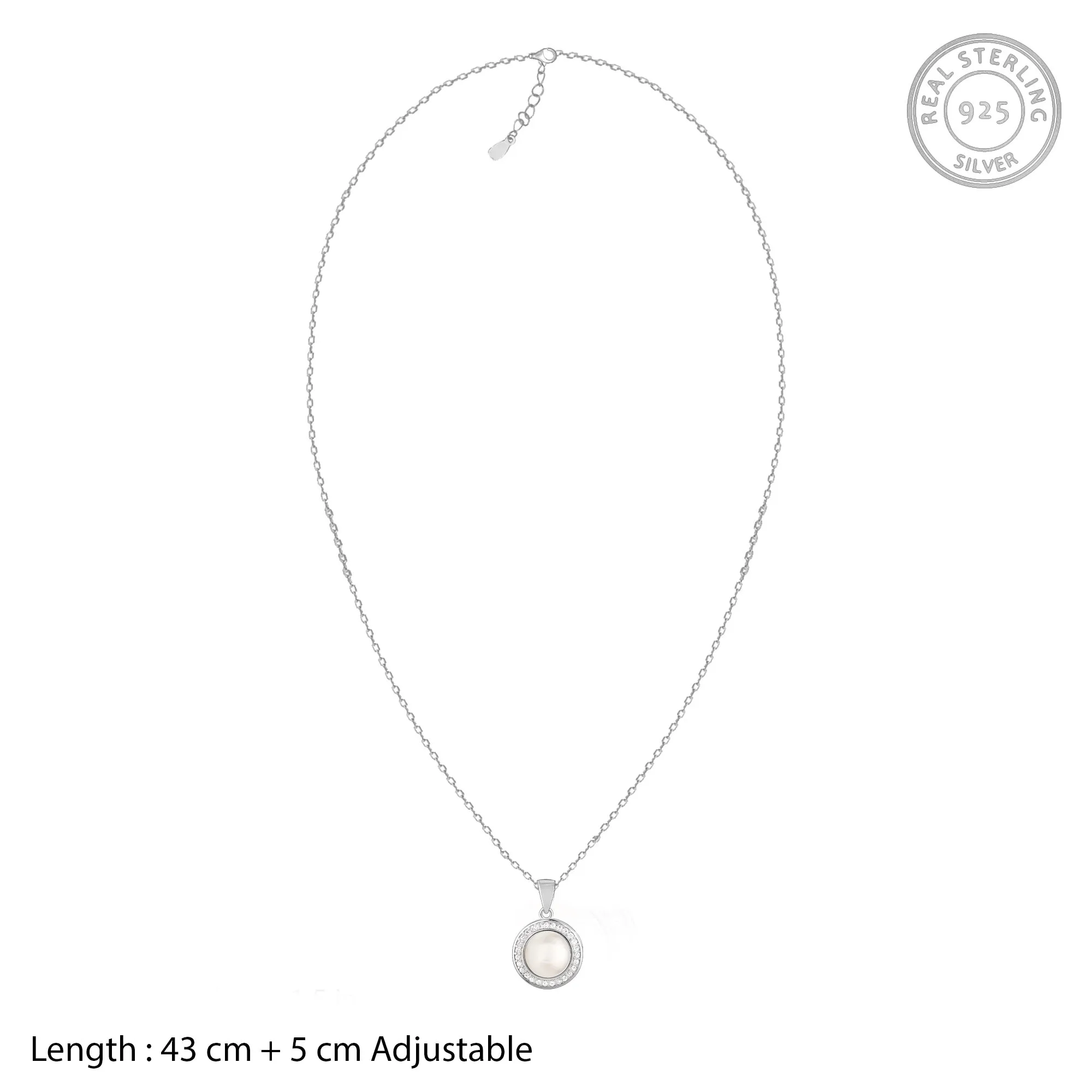 Silver Pearl Pendant with Link Chain Giva