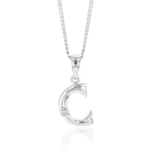 Silver Pendant Initial C set with Diamond Shiels