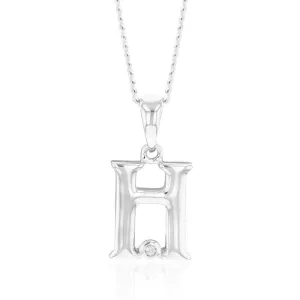 Silver Pendant Initial H set with Diamond Shiels