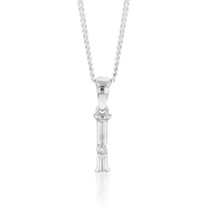 Silver Pendant Initial I set with Diamond Shiels