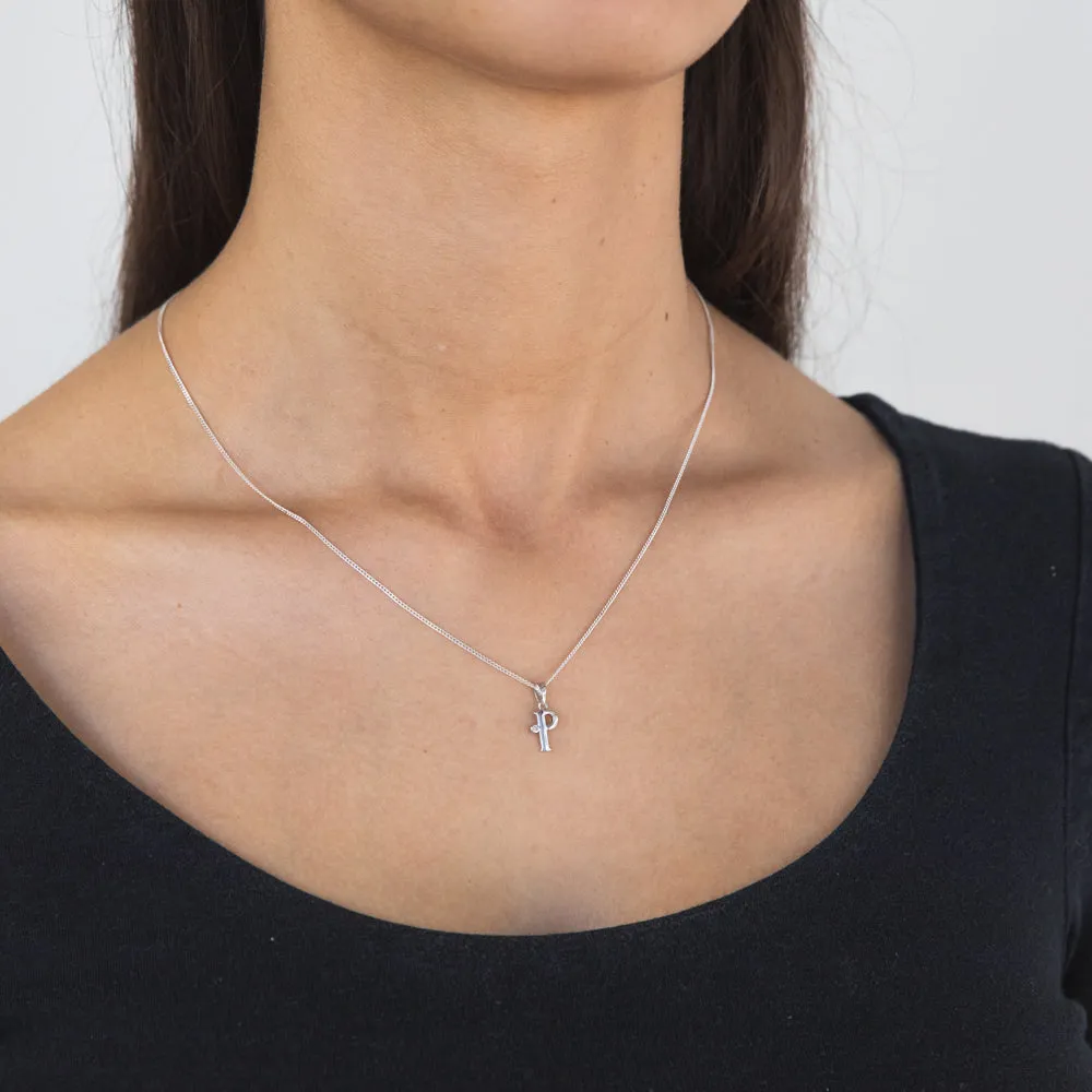 Silver Pendant Initial P set with Diamond Shiels