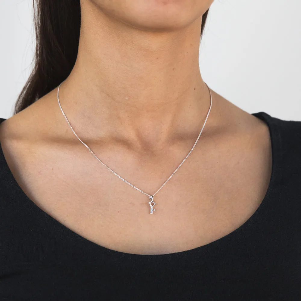 Silver Pendant Initial Y set with Diamond Shiels
