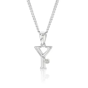Silver Pendant Initial Y set with Diamond Shiels